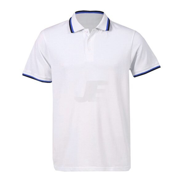 Mens Short Sleeve White Striped Collar Polo Shirt