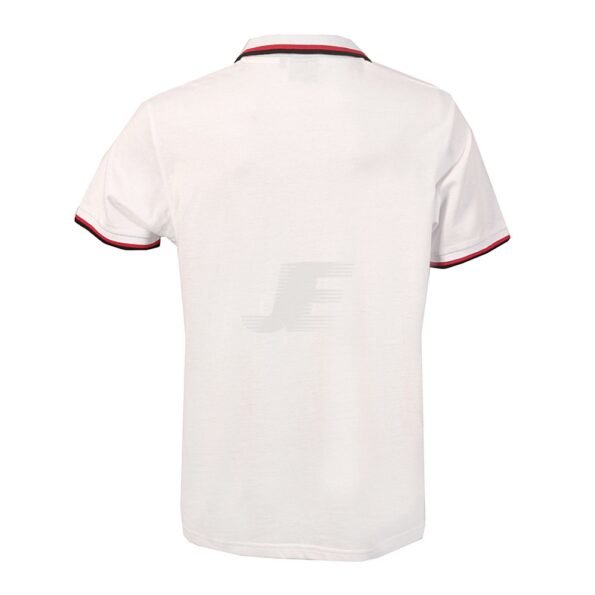 Mens Short Sleeve White Striped Collar Polo Shirt