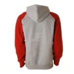 Red & Grey Heavyweight Raglan Sleeve Pullover Fleece Hoodie