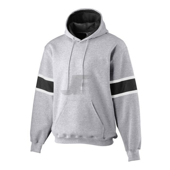 Custom Sports Team Grey & Black Striped Pullover Fleece Hoodie