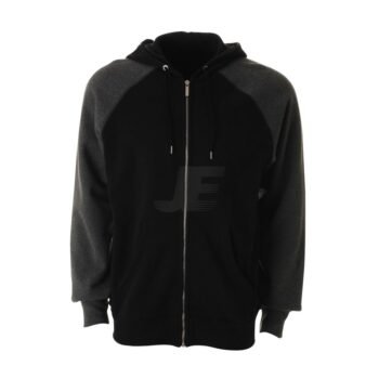 Black & Grey Two Color Heavyweight Metal Zip Fleece Hoodie