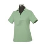 Women Two Button Golf Shirt V-Neck Rib Knit Collar
