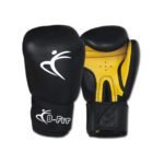 Black Yellow Leather Boxing Gloves