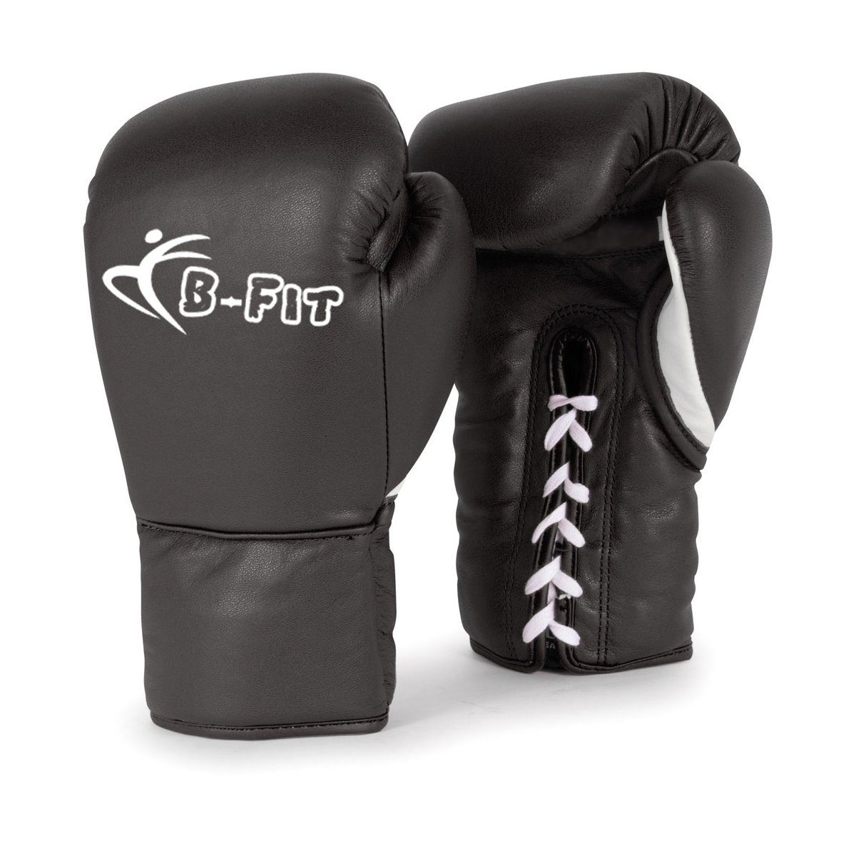 Black Leather Boxing Bag Gloves Laces Closure Black Leather Boxing Bag Gloves Laces Closure