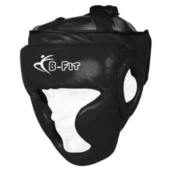 Black Genuine Leather Boxing Head Guard