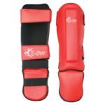 Red Leather Boxing Shin Guards