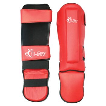 Red Leather Boxing Shin Guards