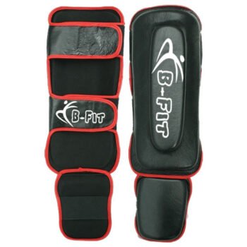 Black Shin Guards With Red Trimming