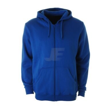 Mens Heavyweight Cotton Royal Blue Zipper Fleece Hoodie