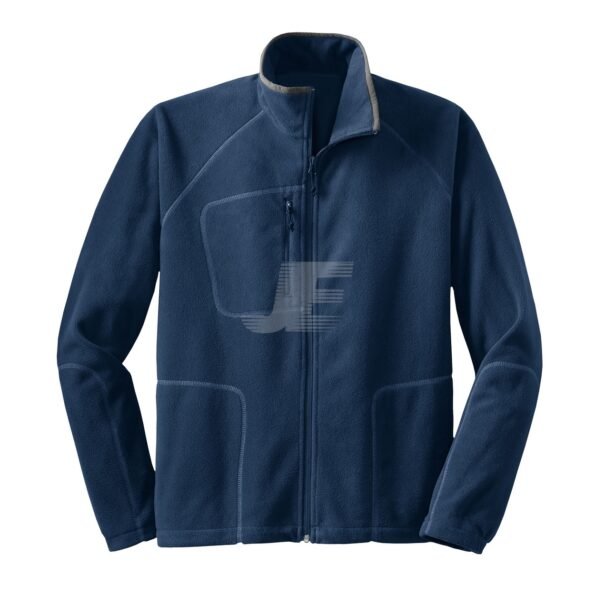 Mens Chest Pocket Full Zip Navy Blue Sports Fleece Jacket