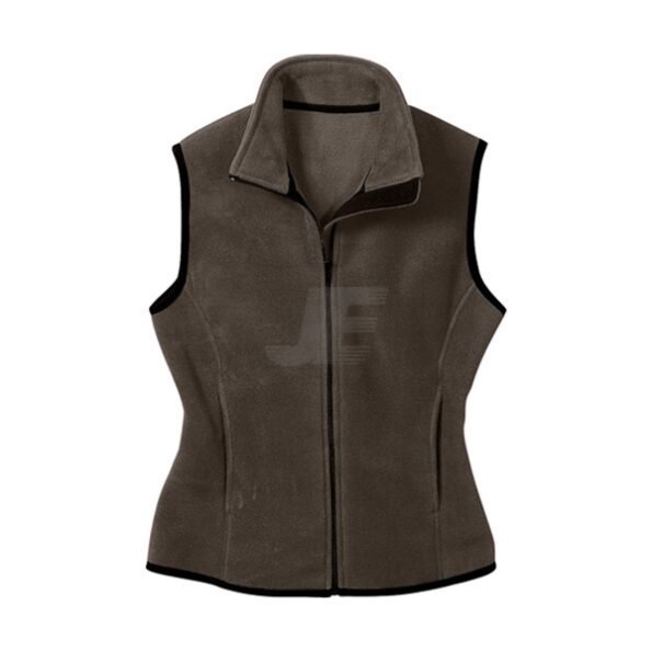 Brown Women Sleeveless Fleece Jacket