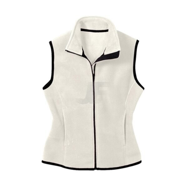 Cream Women Sleeveless Fleece Jacket
