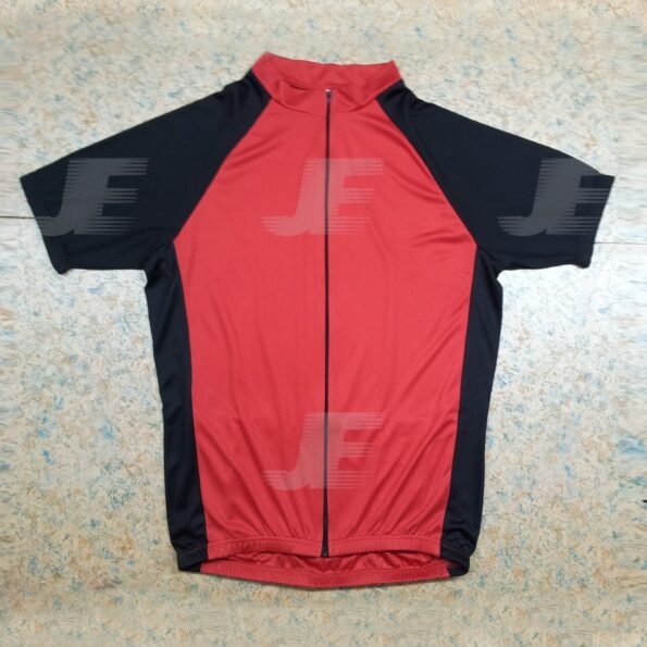 Mens Red & Black Raglan Sleeve Full Zip Cycling Jersey
