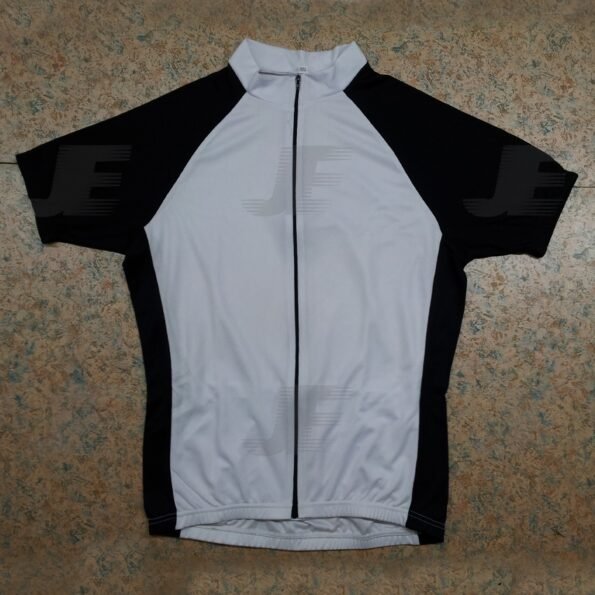 Mens Black & White Raglan Sleeve Full Zip Cycling Jersey