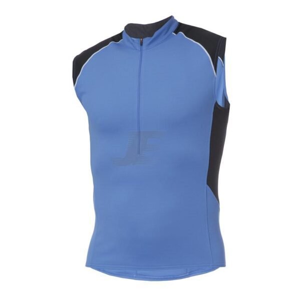 Mens Blue & Black Half Zip Sleeveless Cycling Jersey