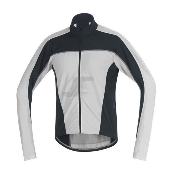 Mens White & Black Full Zip Long Sleeve Winter Cycling Jersey