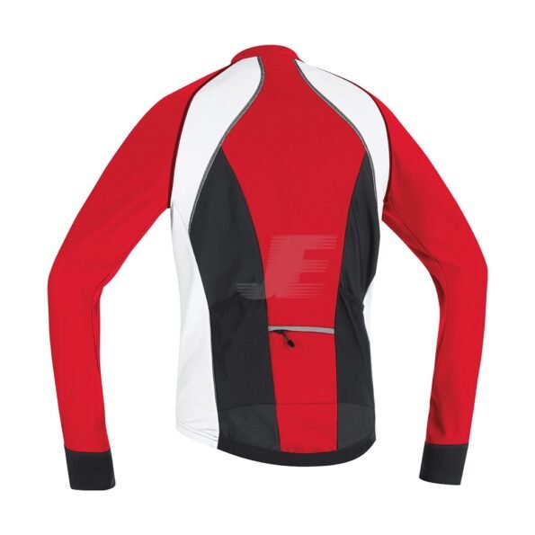Mens Red & White Full Zip Winter Long Sleeve Cycling Jersey