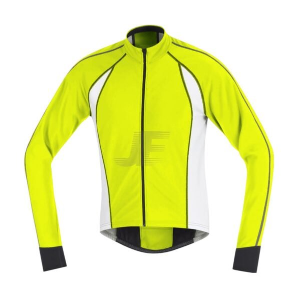 Mens Yellow & White Full Zip Winter Long Sleeve Cycling Jersey