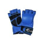 Blue Back Padded Leather MMA Grappling Gloves