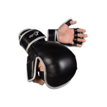 Black Pro MMA Leather Grappling Gloves