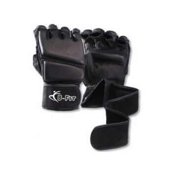 Black Professional Double Padded Leather Grappling Gloves
