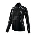 Contrast Stitching Black & White Women Zip Up Cycling Jacket