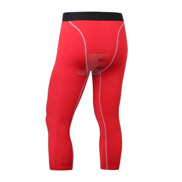 Mens Red Base Layers 3/4 Length Compression Capri Leggings