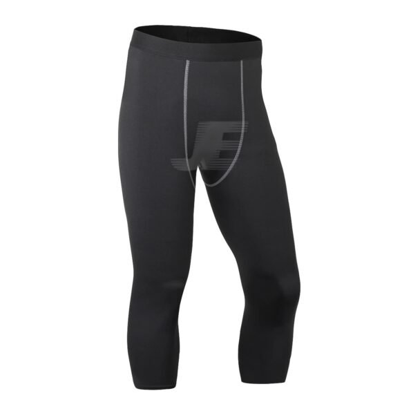 Mens Black Base Layers 3/4 Length Compression Capri Leggings