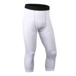 Mens Red Base Layers 3/4 Length Compression Capri Leggings