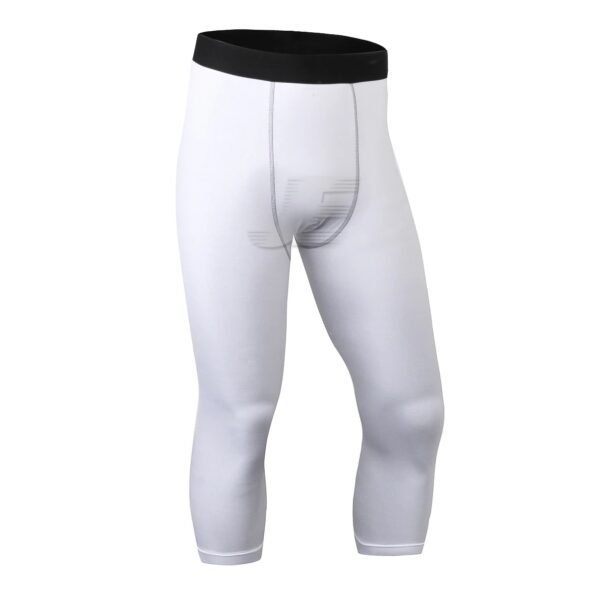 Mens White Base Layers 3/4 Length Compression Capri Leggings