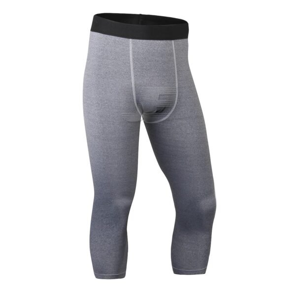 Mens Grey Base Layers 3/4 Length Compression Capri Leggings