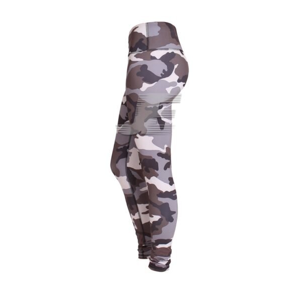 Women High Waist Grey Camouflage Printed Yoga Leggings