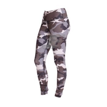Women High Waist Grey Camouflage Printed Yoga Leggings