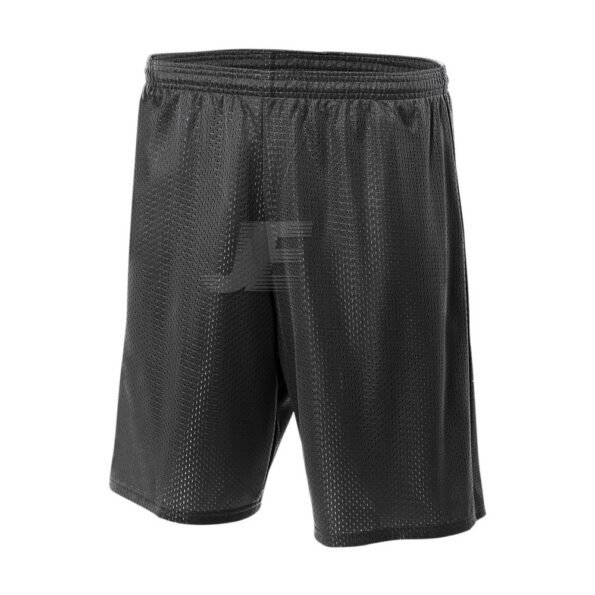 Multipurpose Long Inseam Black Tricot Mesh Training Shorts