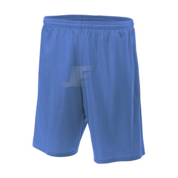 Multipurpose Long Inseam Blue Tricot Mesh Training Shorts