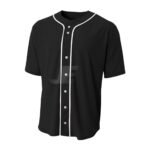 Black Front Button Mesh Short Sleeve Baseball Jersey