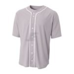 Black Front Button Mesh Short Sleeve Baseball Jersey