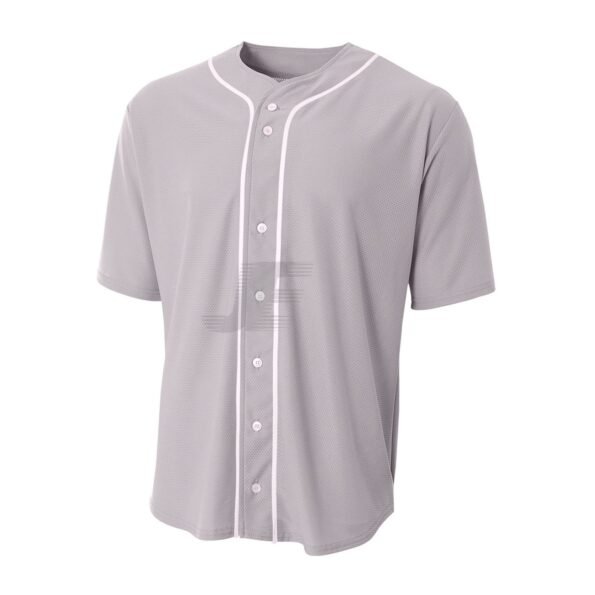 Black Front Button Mesh Short Sleeve Baseball Jersey